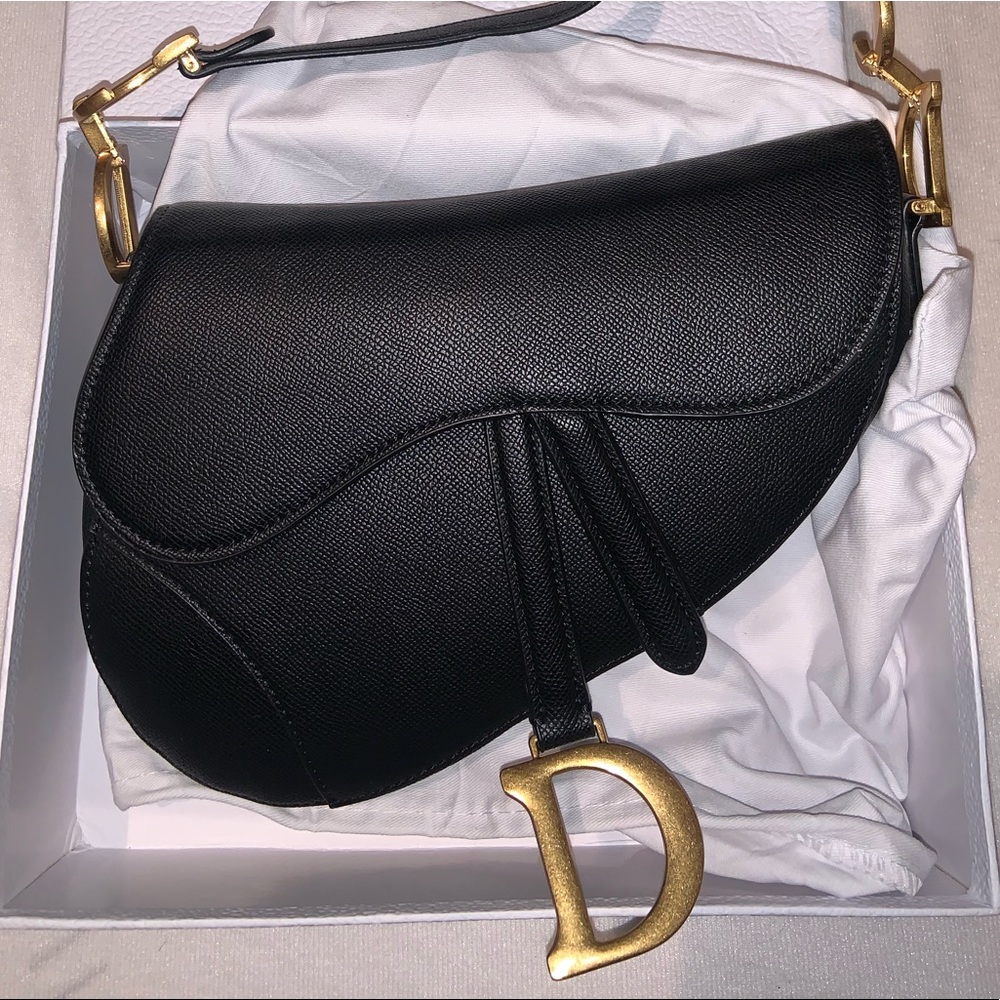 Dior Saddle Bag Black Grained